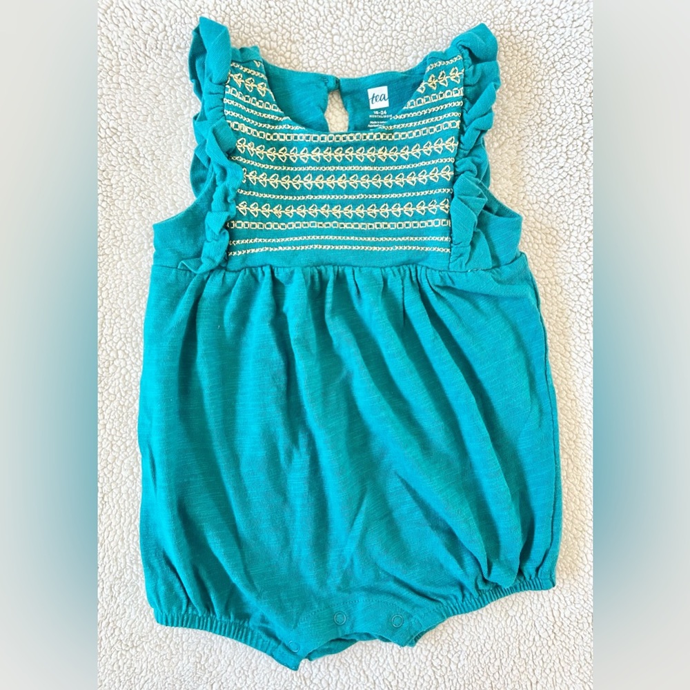 Tea Collection Embroidered Romper, Size 18-24M